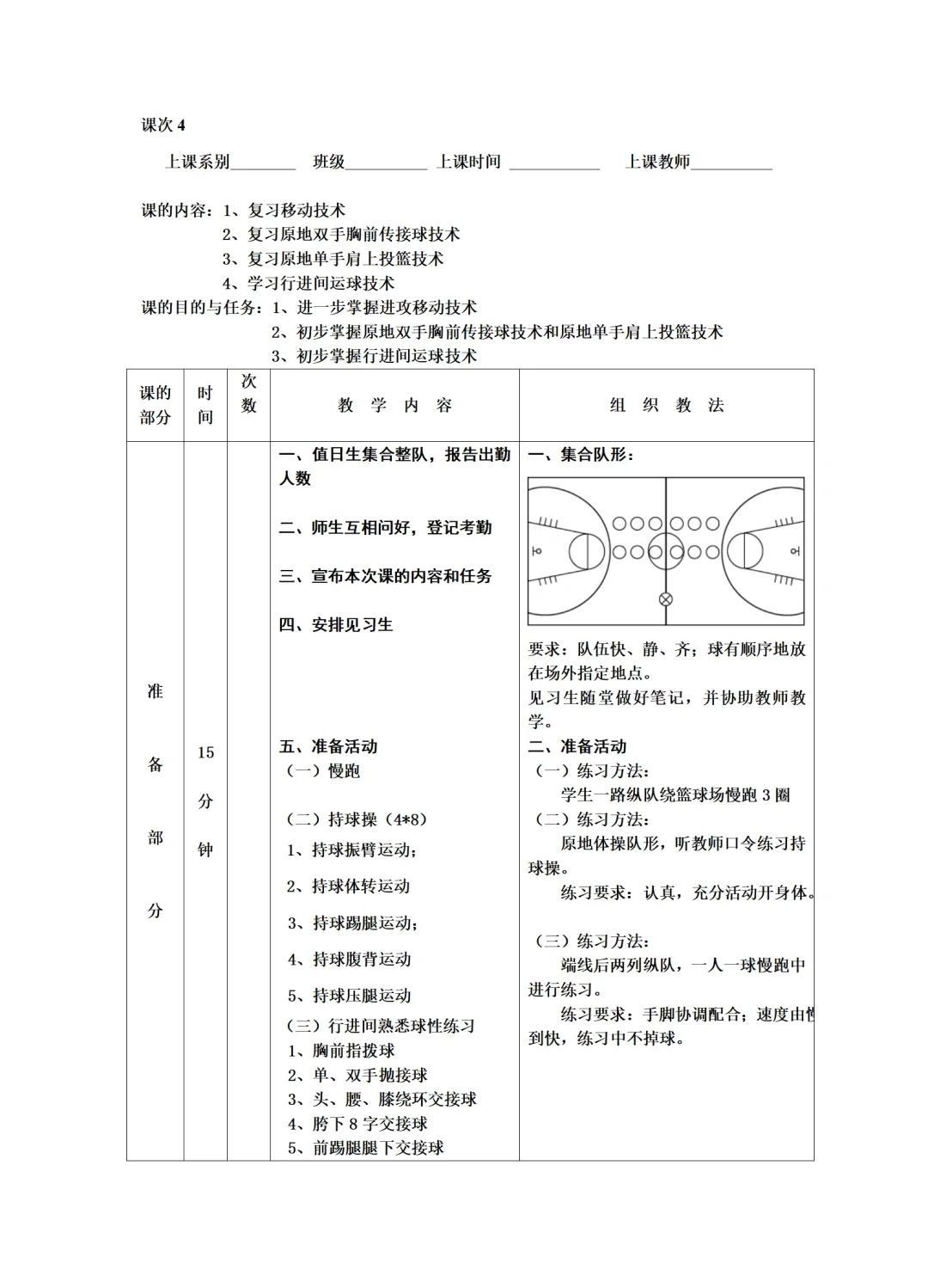 小学生篮球训练基本教学课程内容是什么